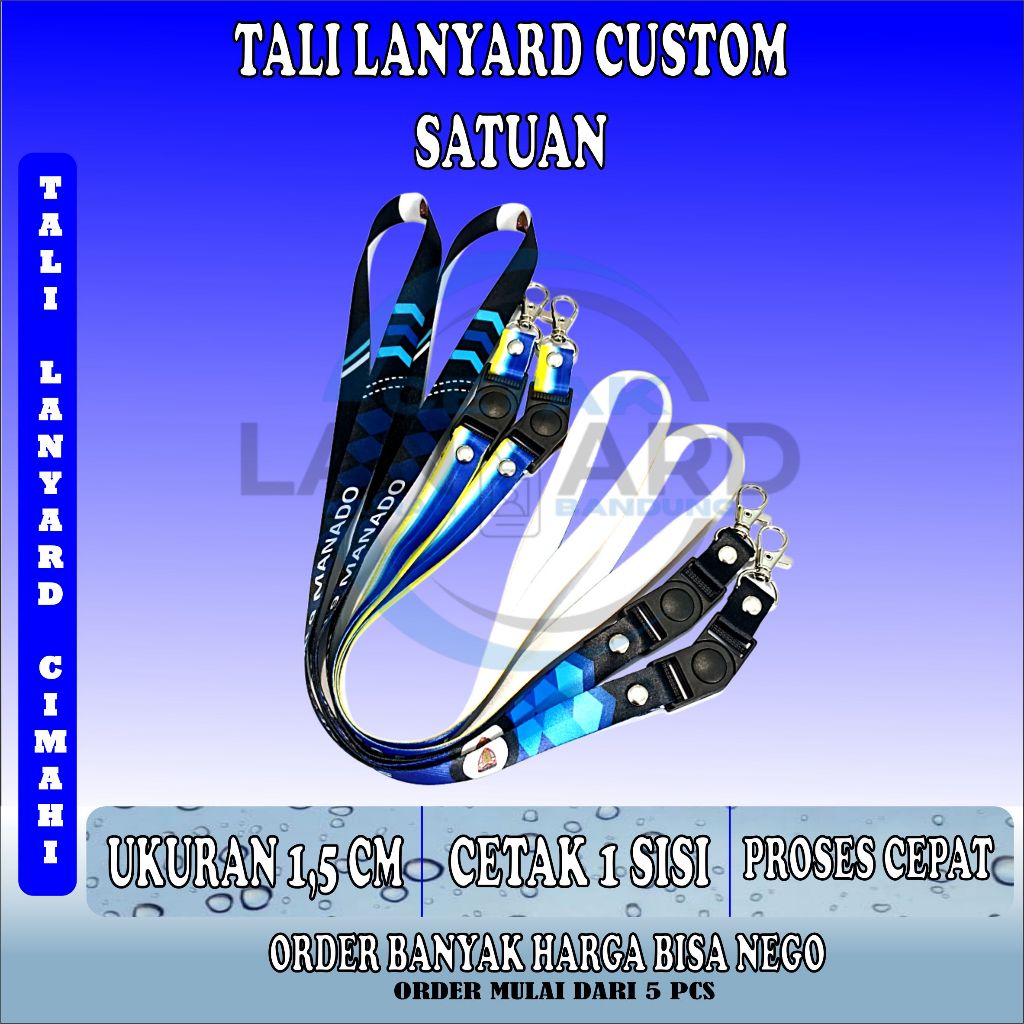 TALI LANYARD CUSTOM 1,5 CM SATUAN! GANTUNGAN ID CARD