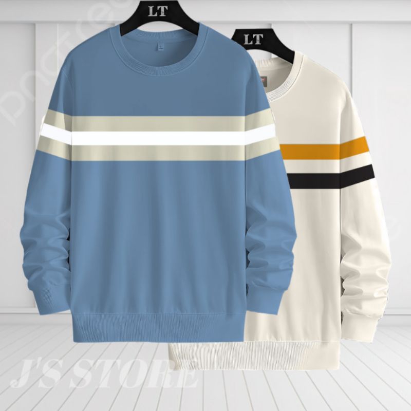 sweater combi crewneck outwear pria wanita