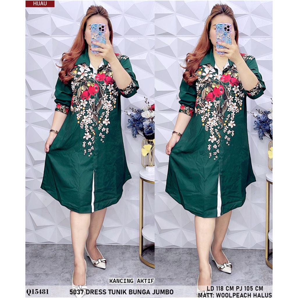 5037 DRESS TUNIK BUNGA JUMBO