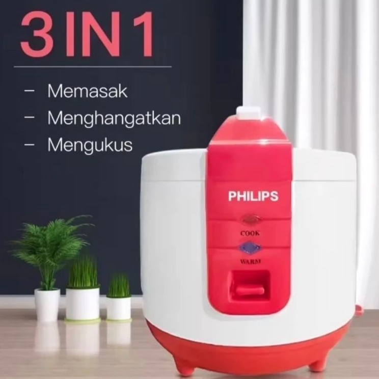 Grosir ZeH Promo Rice Cooker Philips Magic Com Philip Stainless Hd3132 Mejikom 3 In 1 Penanak Nasi  