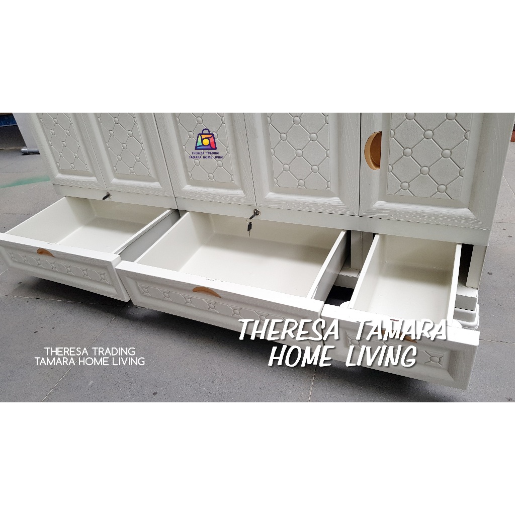 RB LEMARI NAPOLLY 5412 GANTUNGAN 4 PINTU BESAR 4 PINTU KECIL + 3 LACI BAWAH + KUNCI LEMARI