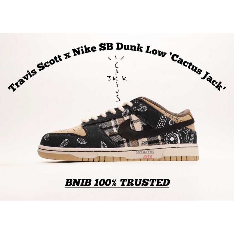 [COLLAB] Sepatu Nike SB Dunk Low x Travis Scott PRM QS Cactus Jack CT5053-001 BNIB 100% Authentic