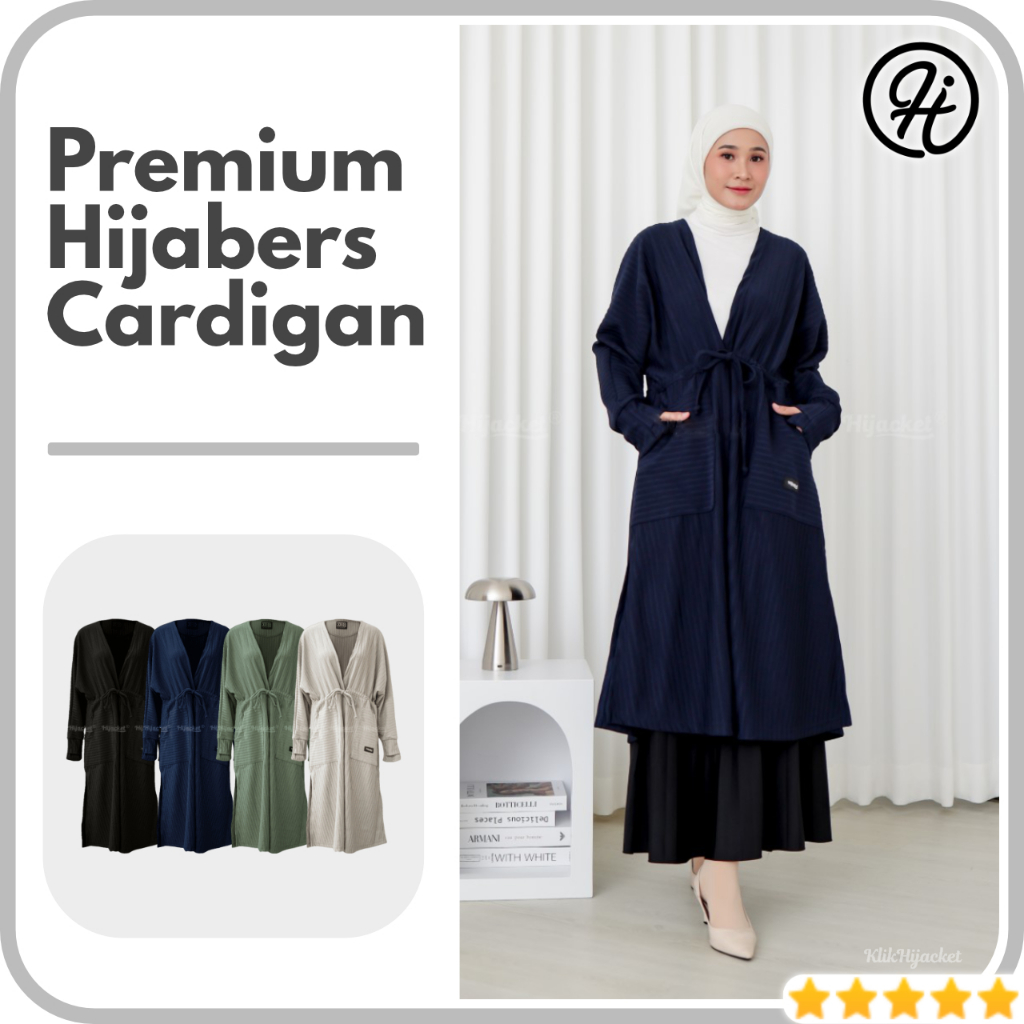 Hijacket Tifannia Outer Hijab Premium Cardigan Panjang Jaket Outerwear Wanita Hijaber Muslimah Syari