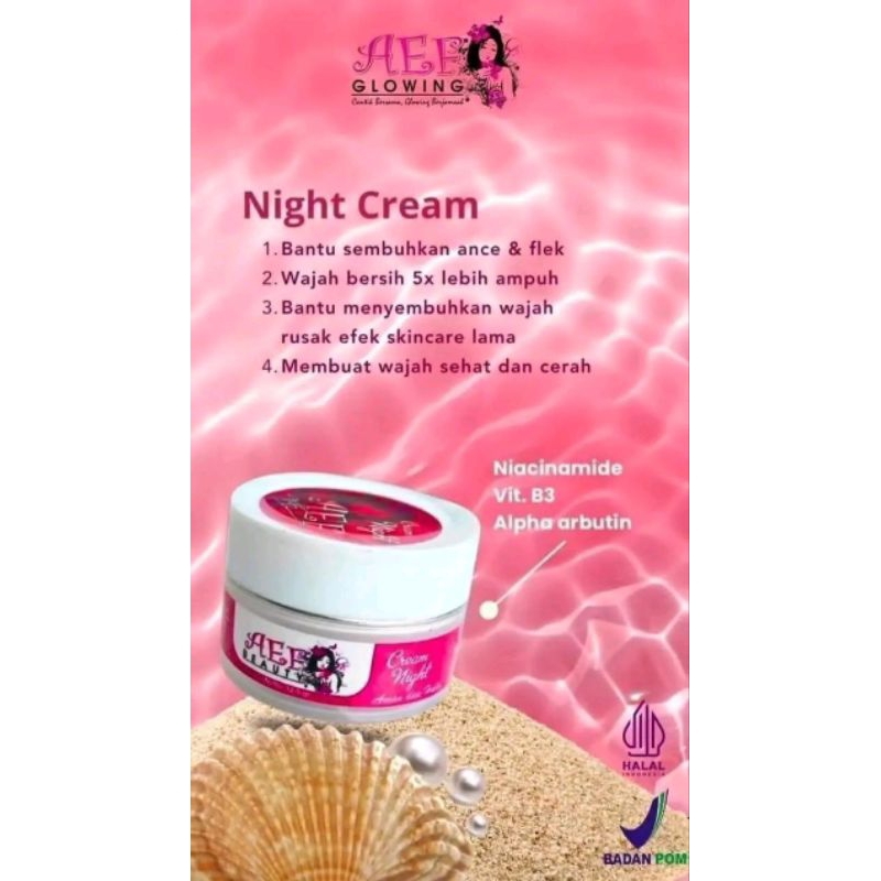 Night cream aef glowing skincare bpom ri