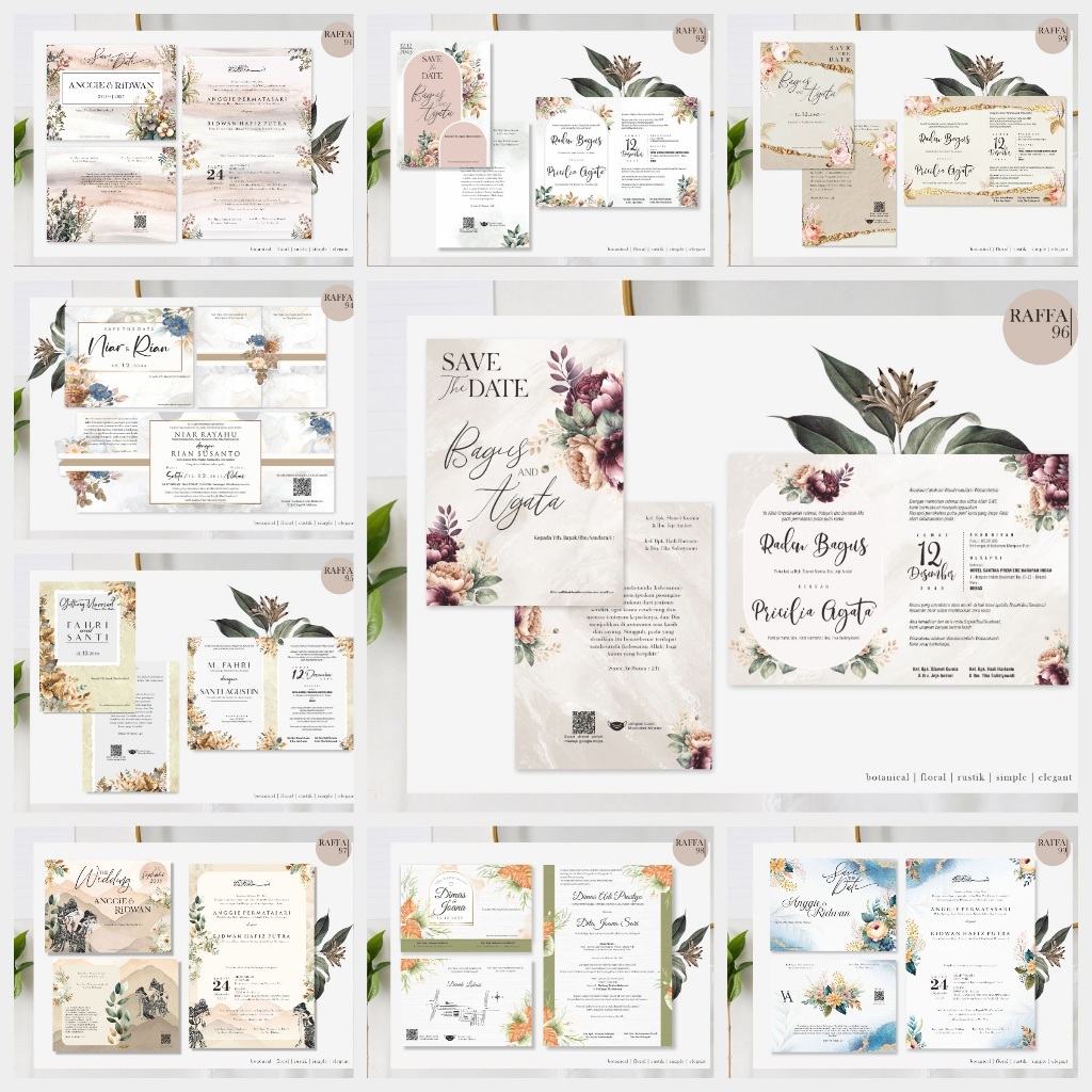 Undangan Pernikahan Biasa (Raffa 91-104) dan Amplop (Raffa 105-106)