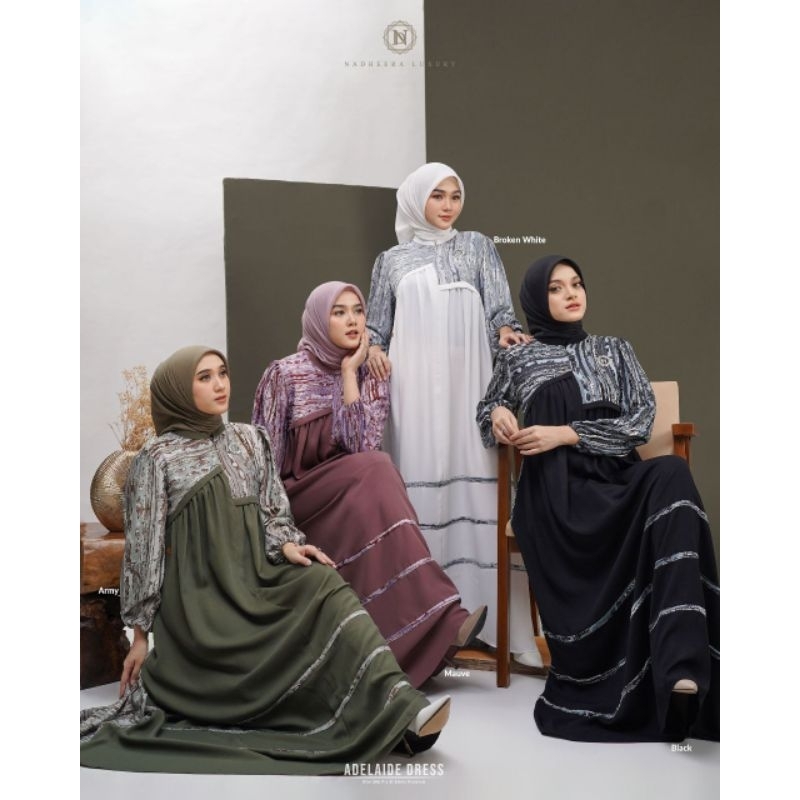 Adelaide Dress By Nadheera Luxury ✅ BISA COD ✅ rekomendasi gamis cantik ✅ rekomendasi gamis lebaran 