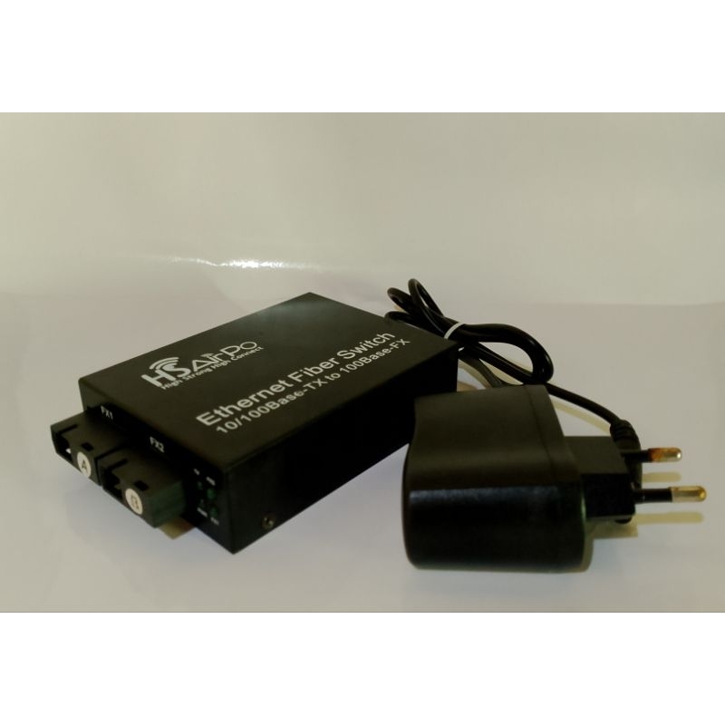 Media converter HTB 2FO 1LAN bekas normal + Adaptor
