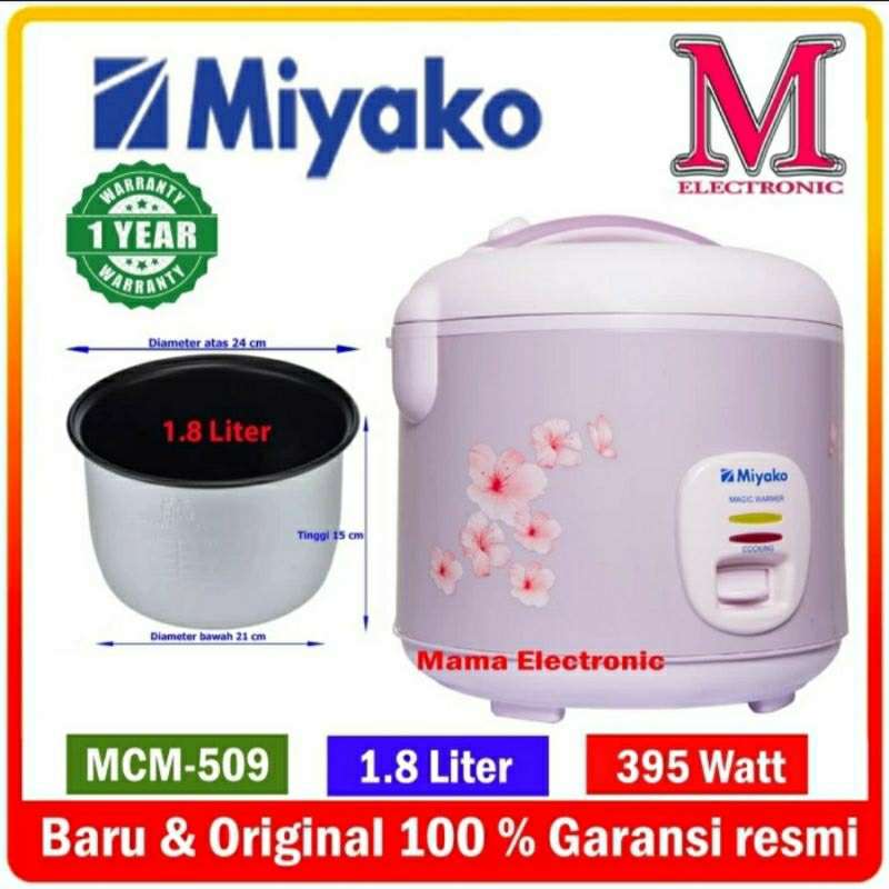 Magic Com Miyako MCM 509 1.8 Liter / Rice Cooker Miyako 1.8 Liter