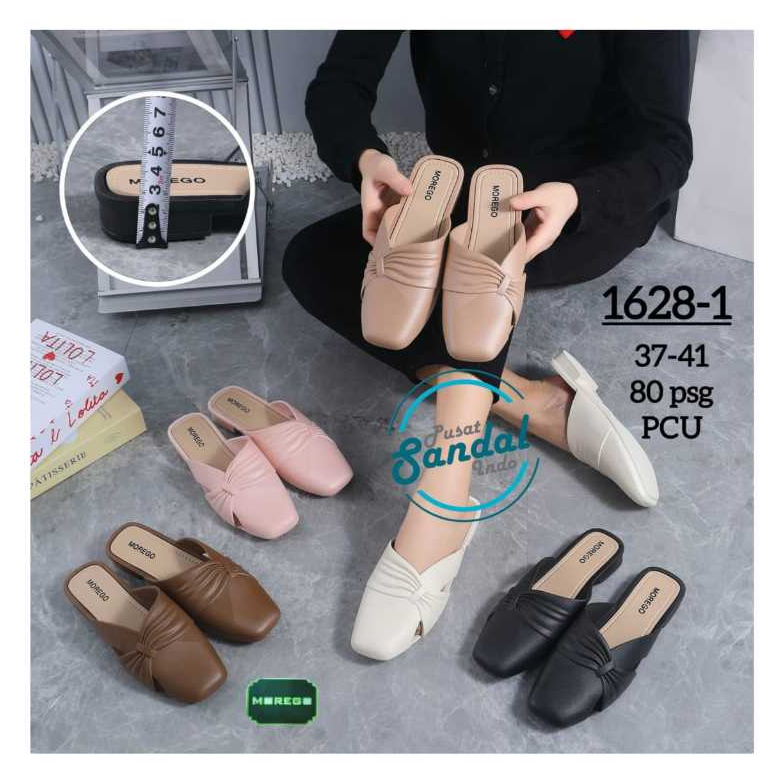 Sepatu Slop Wanita Polos Mules Model Kasual Karet Empuk Flat Shoes Women