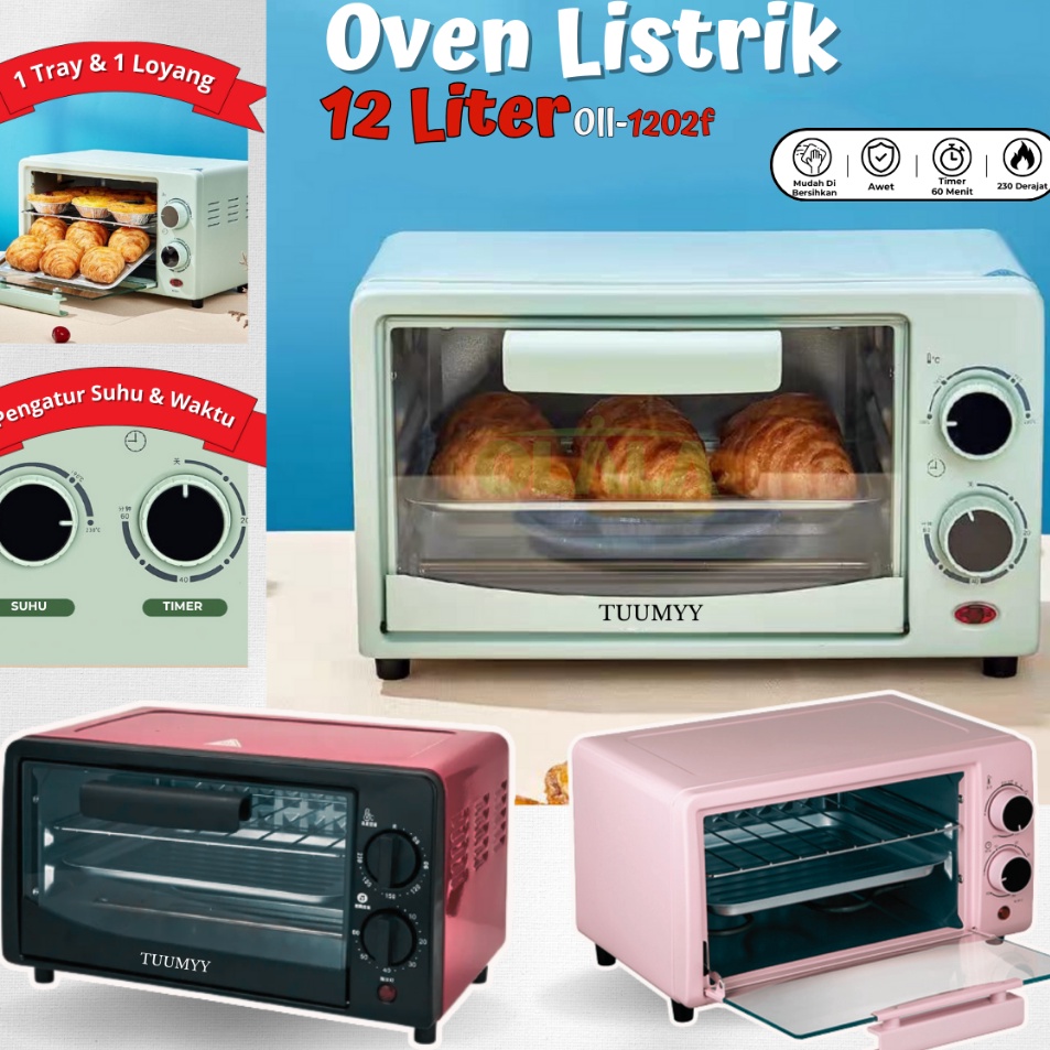 QsZ OVEN PEMANGGANG ELEKTRIK MULTIFUNGSI 12L TUUMYY WARNA PASTEL OLL122F