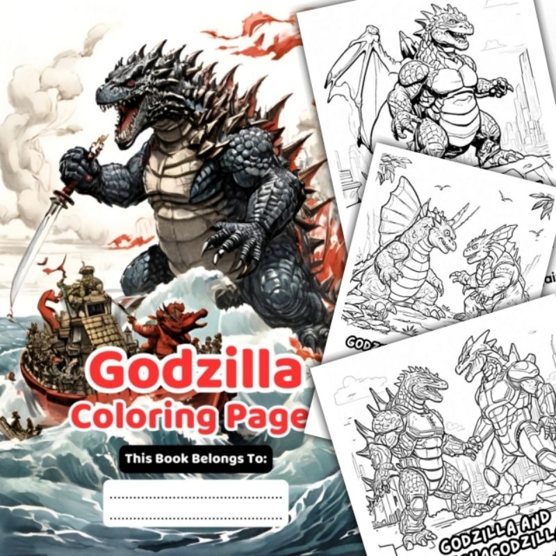 Godzilla Buku mewarnai (Produk digital print)