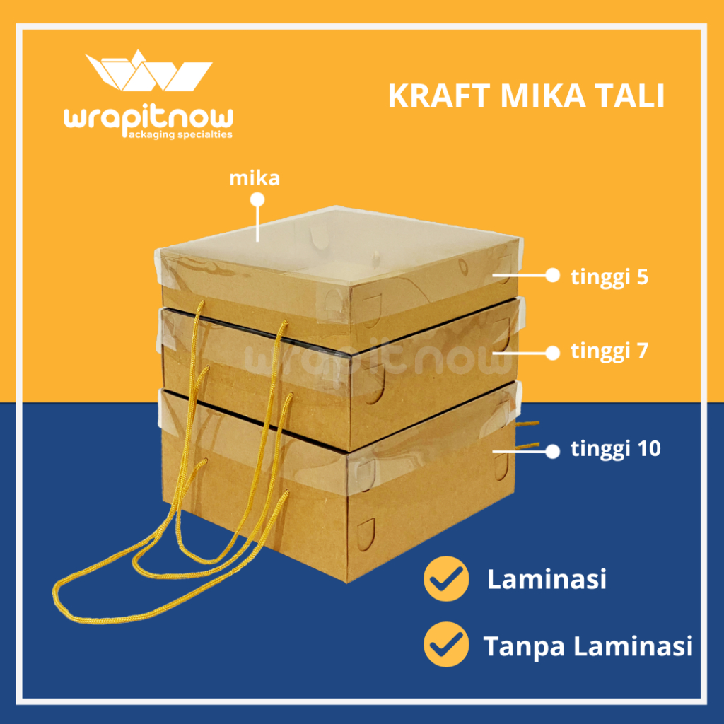 

Kraft Mika Tali Laminasi Dus Mika Dus 20x20x5 Dus 22x22x5 Dus 25x25x5 Dus 18x18x7 Dus 20x20x7 Dus 22x22x7 Dus 25x25x7 Dus 20x20x10 Dus 22x22x10 Dus 25x25x10 /Dus laminasi nasi berkat catering chiffon pudding hampers kain kue tart roti bolu bakery brownies