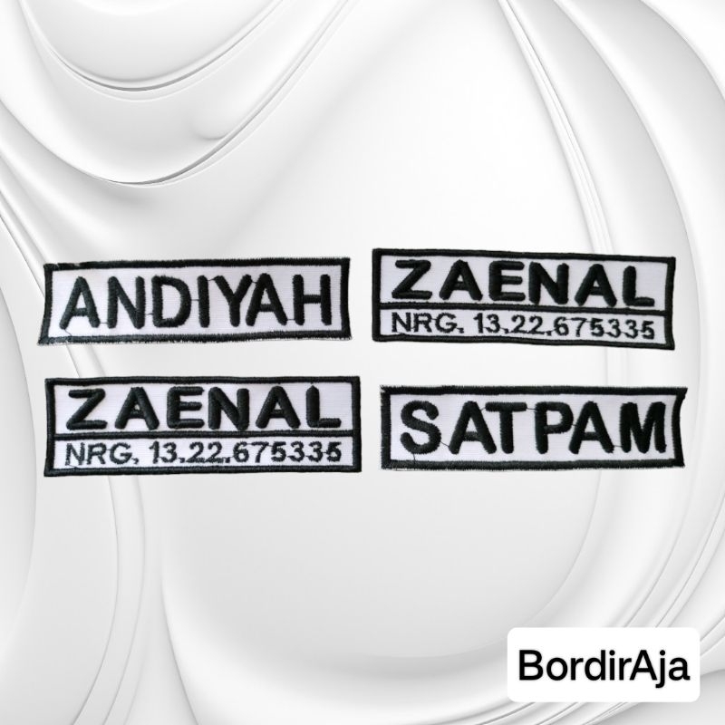 Bordir Bed Nama Dada Satpam Bet Nama