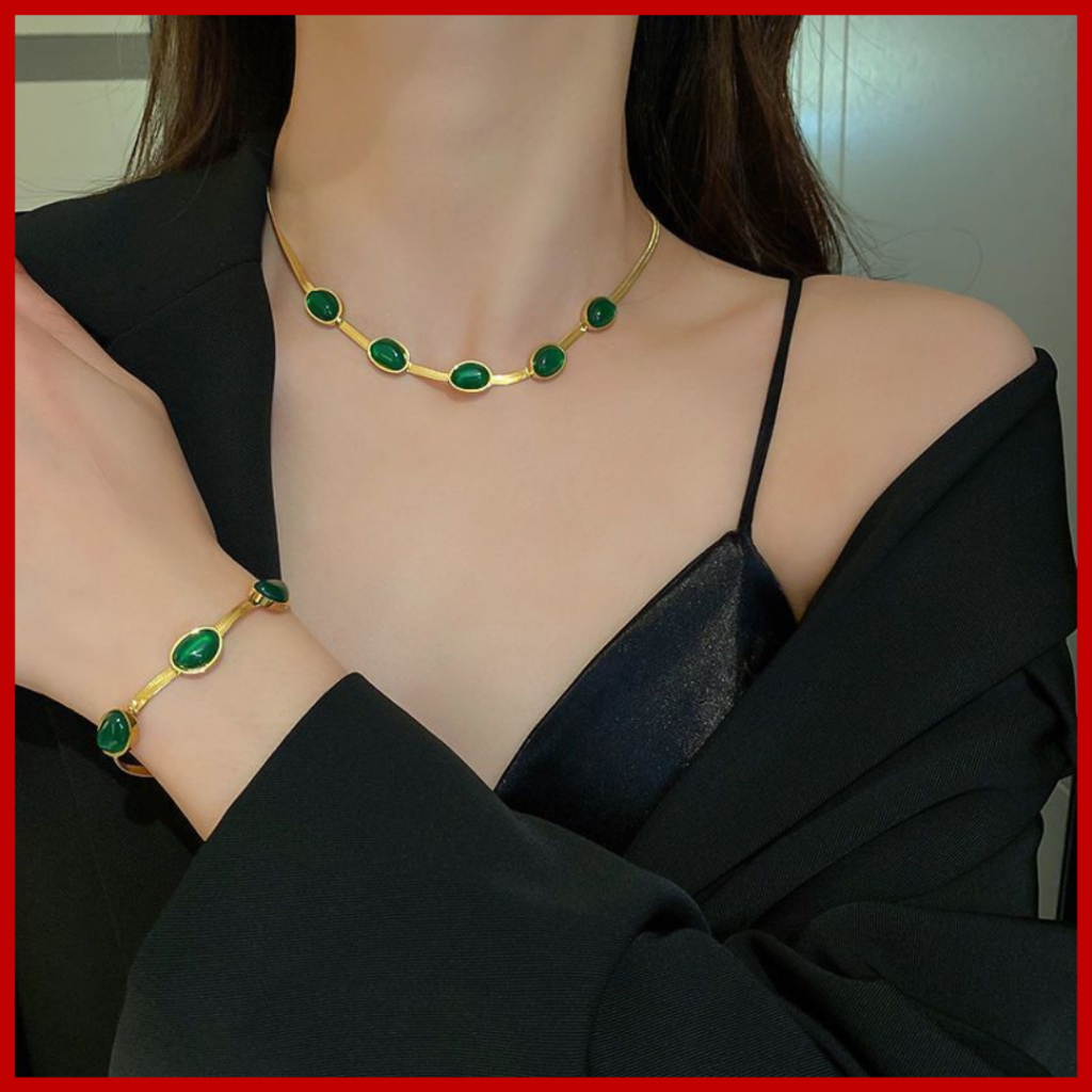KL29 -- KALUNG GELANG ALLOY GREEN model korea simple elegant steel titanium gold necklace glam /GELA