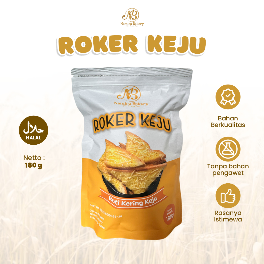 

Roti Kering Roker Keju Kuker Kemasan Pouch Kado Bingkisan Hadiah Home Made Namira Bakery