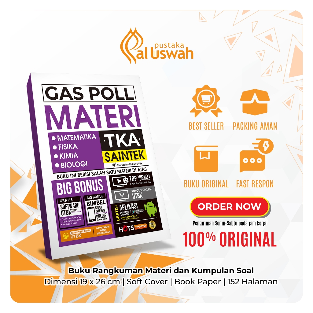 BUKU UTBK : GASPOLL MATERI TERLENGKAP TKA SAINTEK PERMAPEL (Matematika, Fisika, Kimia dan Biologi) T
