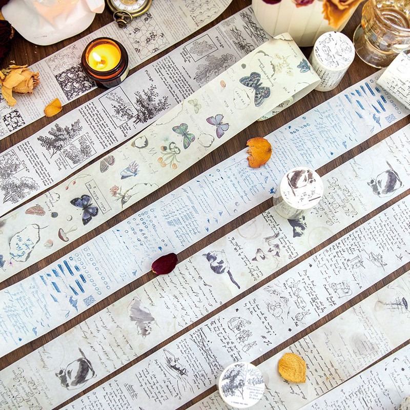 

[B543] Twilight Washi Tape Norman Diary Series Vintage Teks Bahasa Inggris Dekorasi Notebook Kolase Gratis