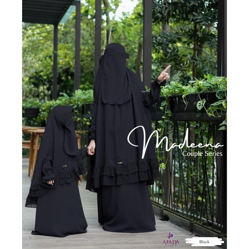 READY Madeena Couple Mom Kids Anak Gamis Set Khimar Instan Cadar Bandana Syari Afada Hijab