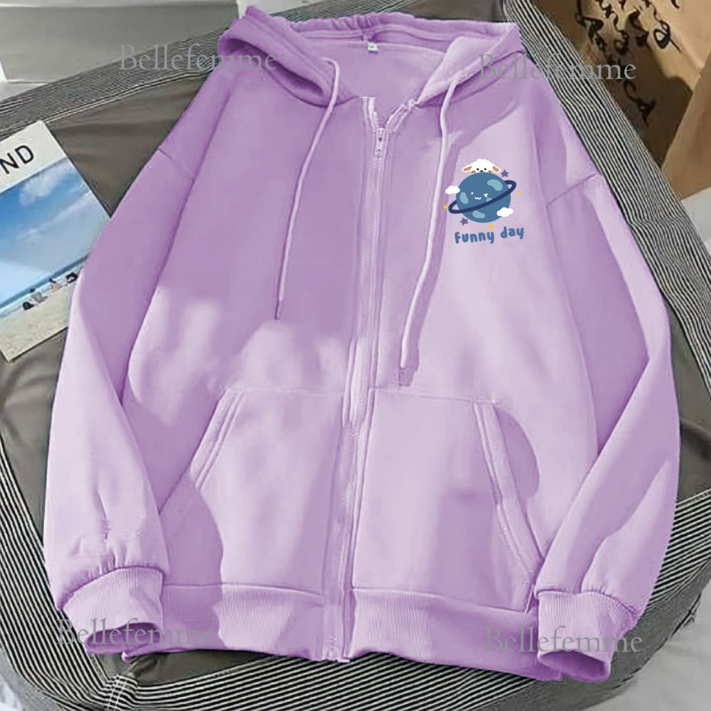 Jaket sweter zipper Motif Funny Day Size L XL XXL 2XL 3XL Zipper jumper pria wanita kekinian zipper 