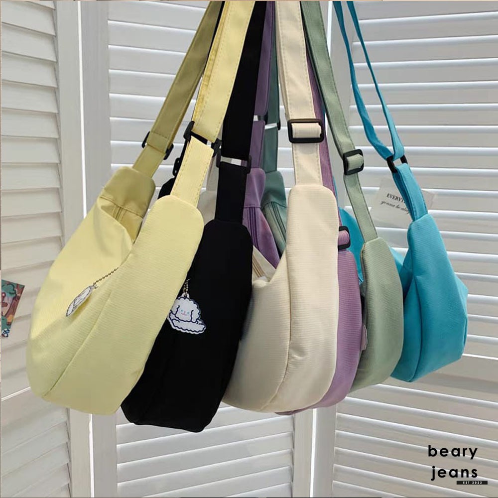 BEARY JEANS BJ192 | Sling Bag Candy Canvas Casual Teenage School Bag Tas Bahu Aeshetic OOTD Hand Bag