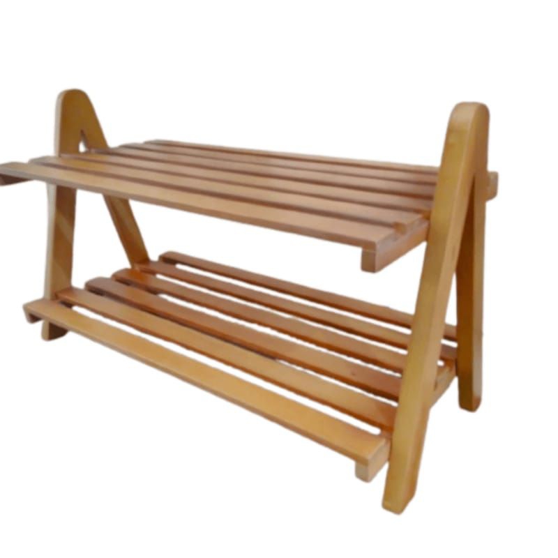 Rak Sepatu Kayu Minimalis 2 Susun