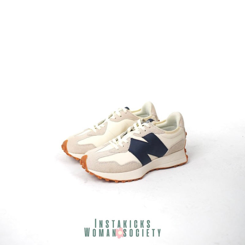 SEPATU NB 327 WHITE NAVY LEATHER WMNS