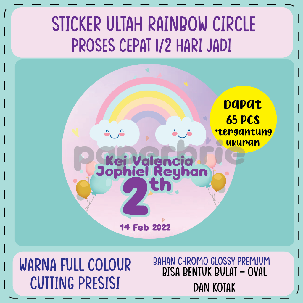 

Label Stiker Rainbow Soft - Sticker Ulang Tahun Anak, Hampers, Souvenir, Birthday Party