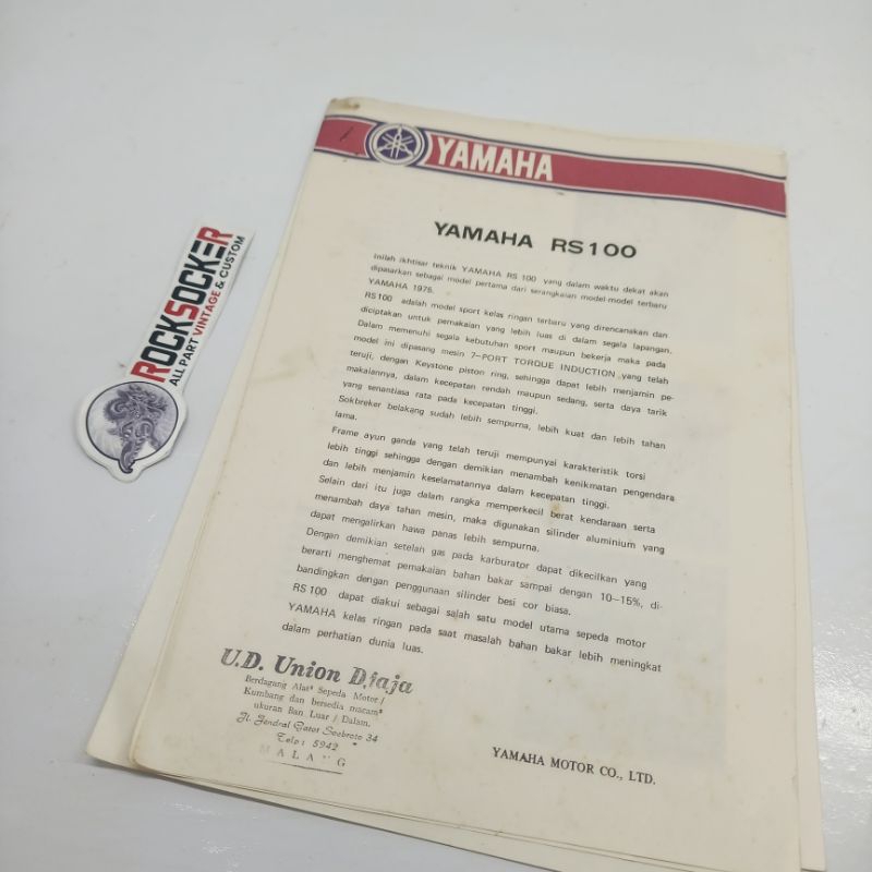 brosur yamaha rs100 brosur motor lawas brosur vintage ori yamaha rs