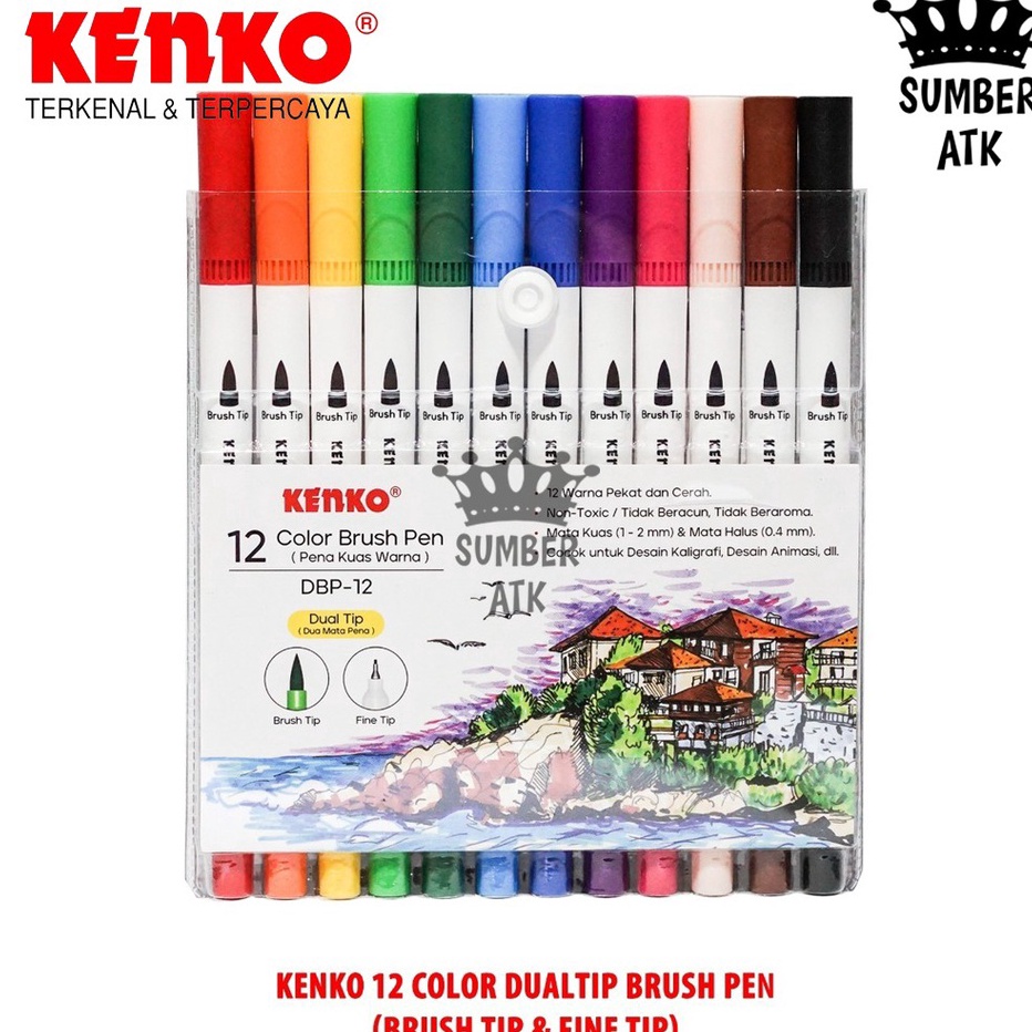 

XC26619 Color Brush Pen Pena Kuas Warna KENKO DBP12 12 Warna Color