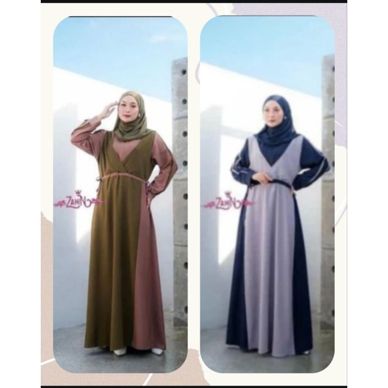 zahin original / gamis zahin premium/ gamis mewah /gamis serut /gamis wanita kekinian