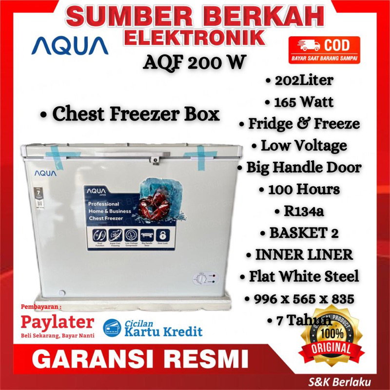 AQUA Chest Freezer / Box Freezer 200 Liter 165watt AQF-200 PROMO murah bandung