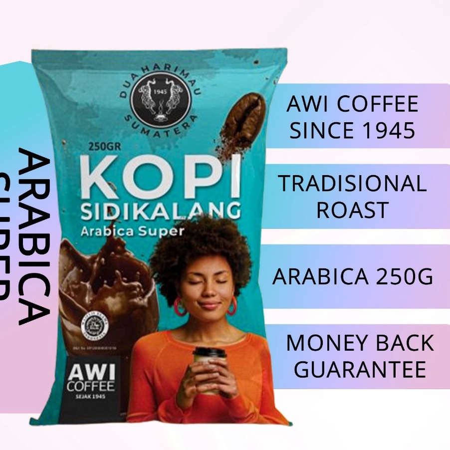 

Dijamin Ori Awi Kopi Sidikalang Arabica Super 25Gr Bubuk Coffee Powder Kopi Tradisional Medan