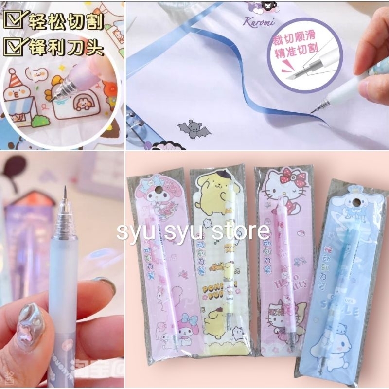 

Cutter pisau pen Kuromi Melody Cinnamoroll Hello Kitty Pochacco Pompompurin