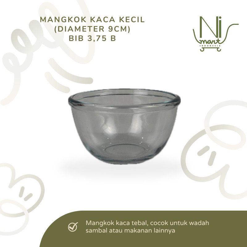 TEMPAT SAMBAL BIB 3,75 B KEDAUNG KIG MANGKOK KECIL BEST SELLER MANGKUK SIMPEL KACA MURAH SOUVENIR SI