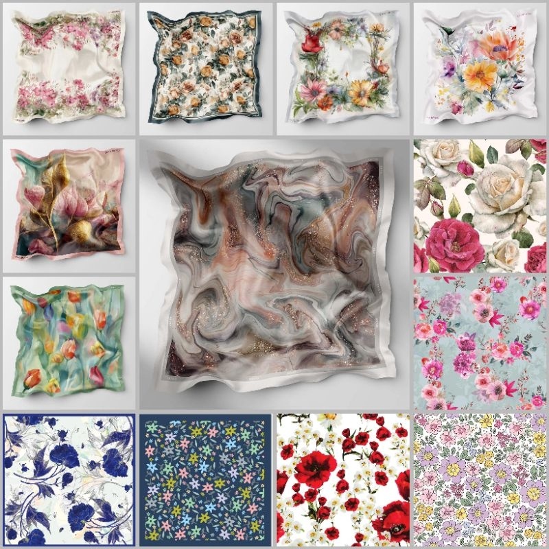 Diskon YUMNA 11 Hijab Denay Voal segi empat motif BANISCOP denay kw premium FATRIANA