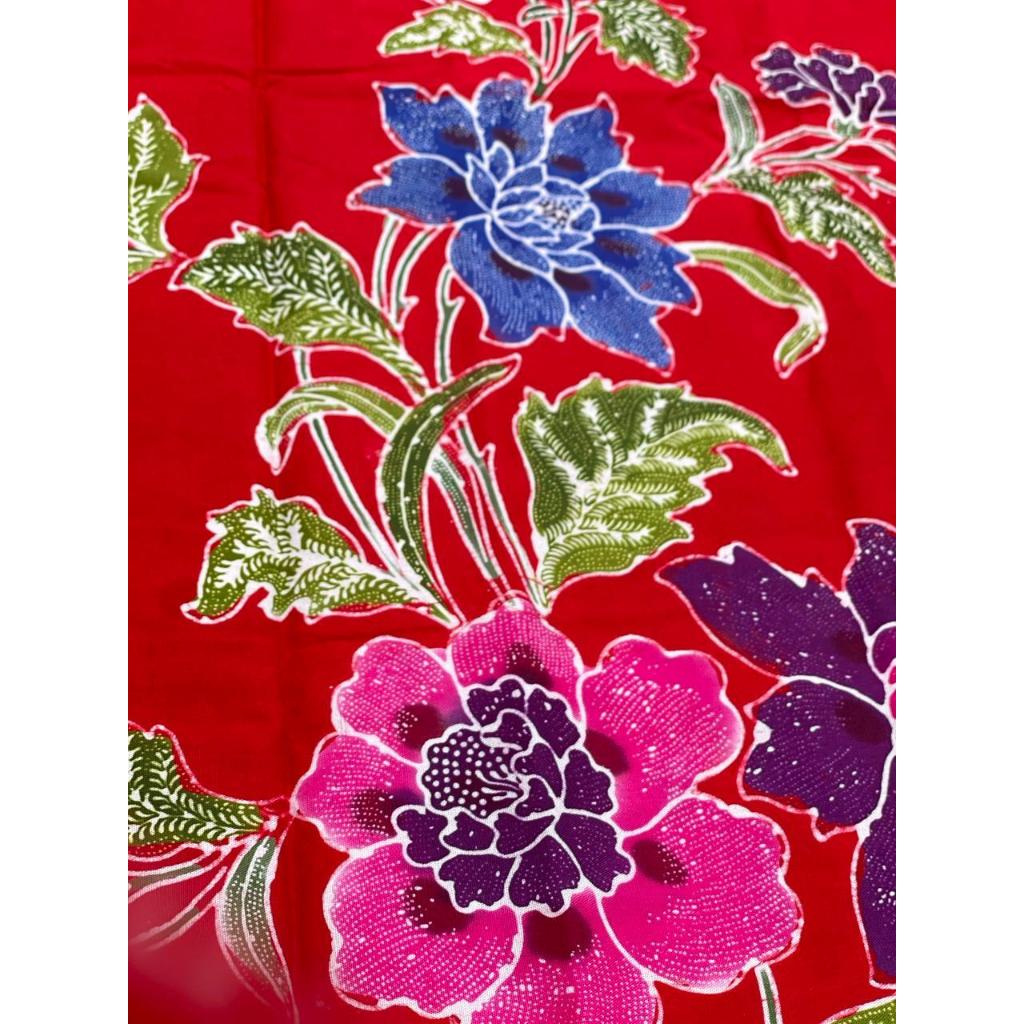 Kain Batik Encim Kombinasi Tulis Warna Merah Bahan Katun Halus