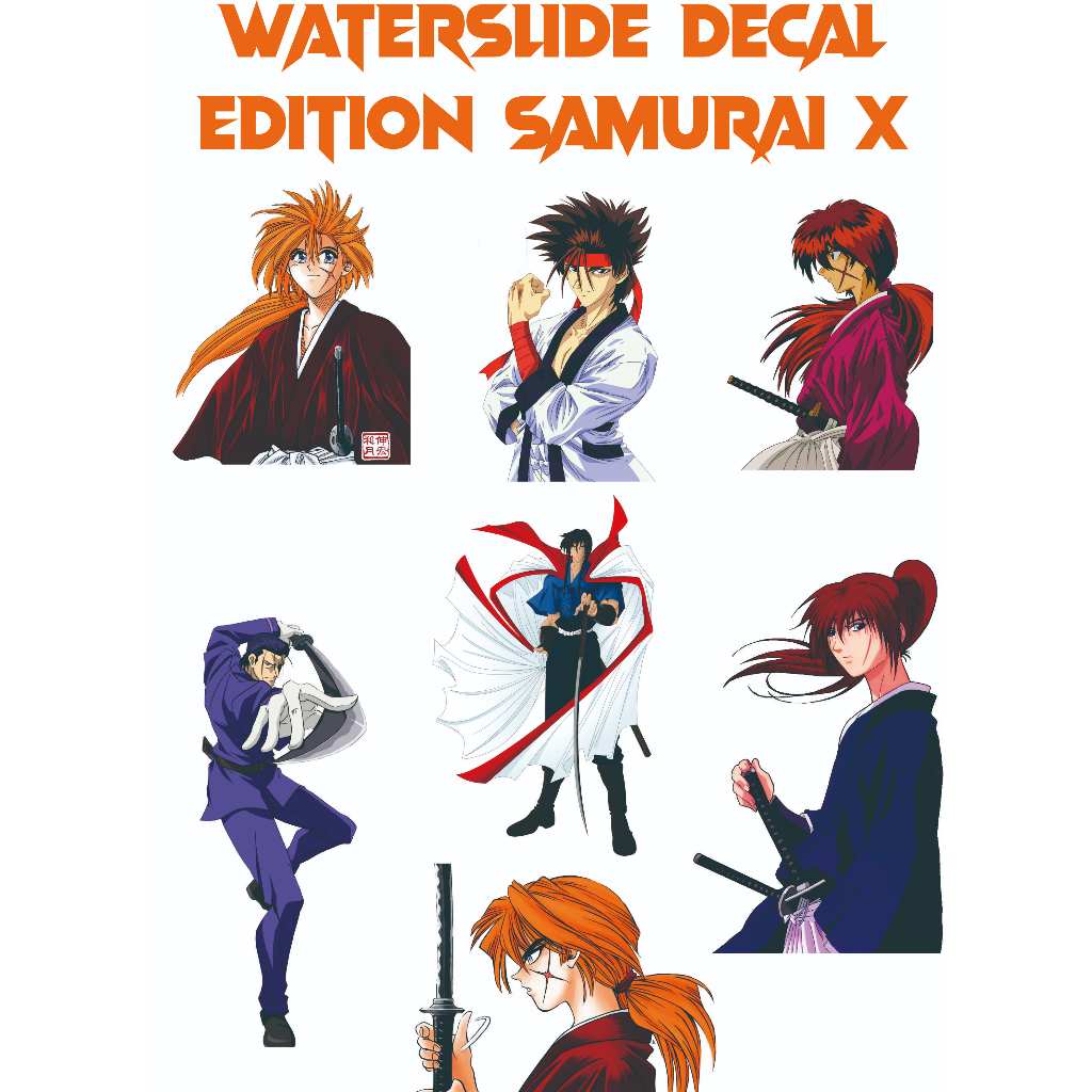 Cetak/print water slide decal gambar samurai x untuk helm motor mobil dll