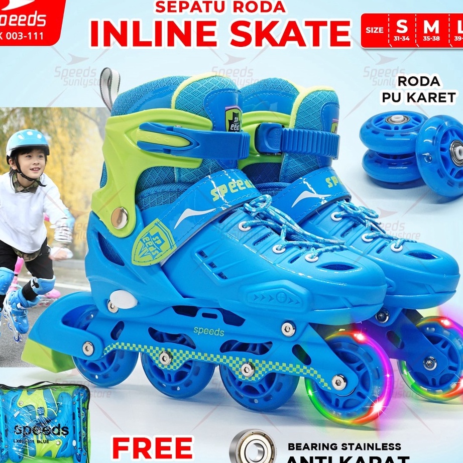 Penawaran Terbatas Tindak Cepat SPEEDS Sepatu Roda Anak dewasa Inline Roda Full Karet PVC PU Remaja 
