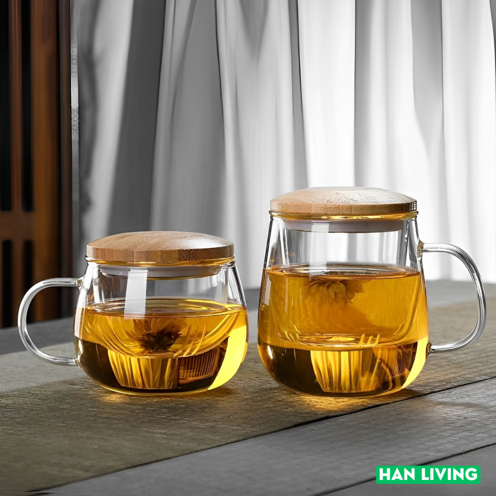 Gelas Cangkir Mug Teh Tea Cup Mug with Infuser Filter 420 ml - Transparent