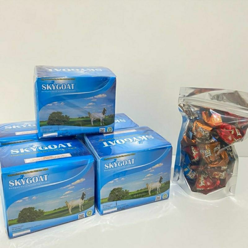 

SUSU KAMBING ETAWA SKYGOAT ORI (5 kotak) + COKLAT TURKI 100 GR