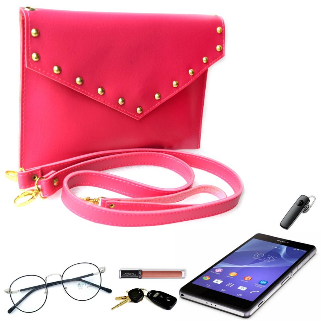 tas wanita messenger suede 10 inch magenta