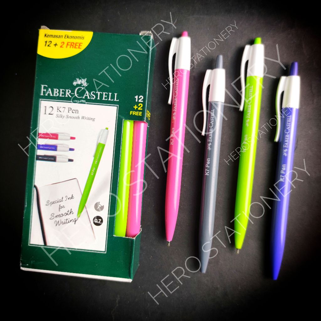 

Pen ballpen pulpen faber-castell original K7 0.7 mm . 12 unit plus bonus 2 unit