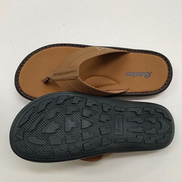 BIG SALE Sandal Jepit BATA Kulit asli Pria 0riginal Cowok Dewasa - Brownd, 38