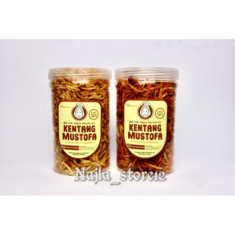 

Paket Bundling 2 Toples 250 gram Kentang Mustofa Pedas Manis dan rasa Original