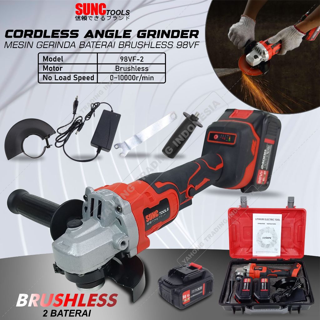 Mesin Gerinda Baterai Cordless Angle Grinder 98VF 98V  98 V SUNC TOOLS