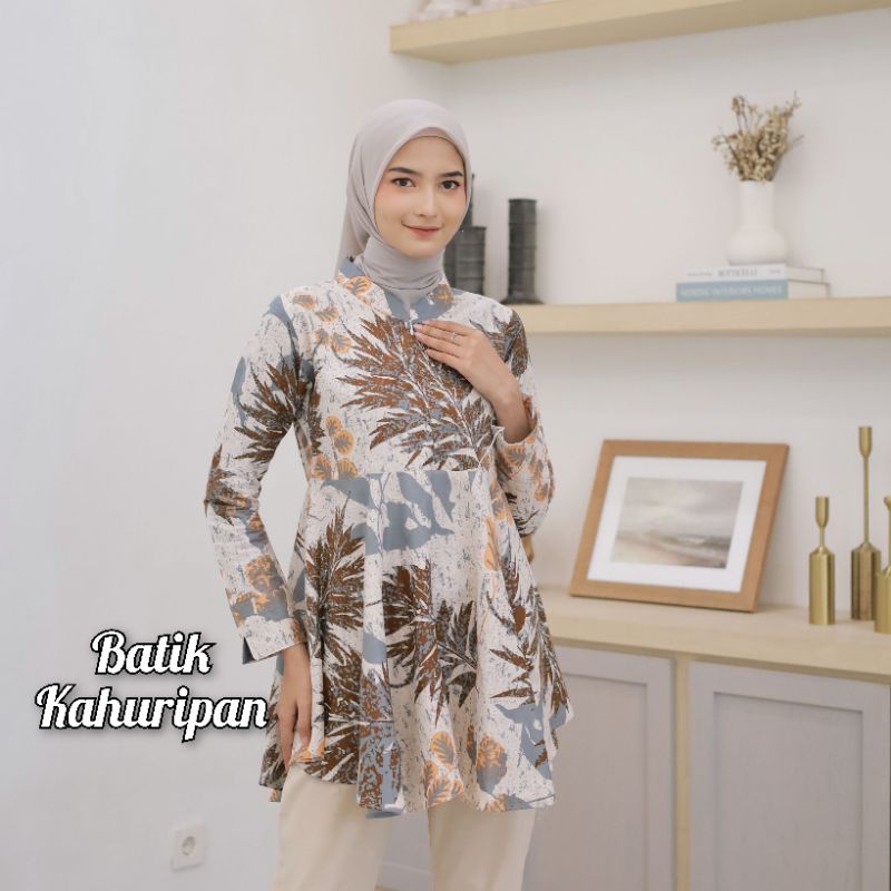 Blouse Batik Wanita Baju Batik Wanita Modern Motif Seribu Daun By Batik Kahuripan