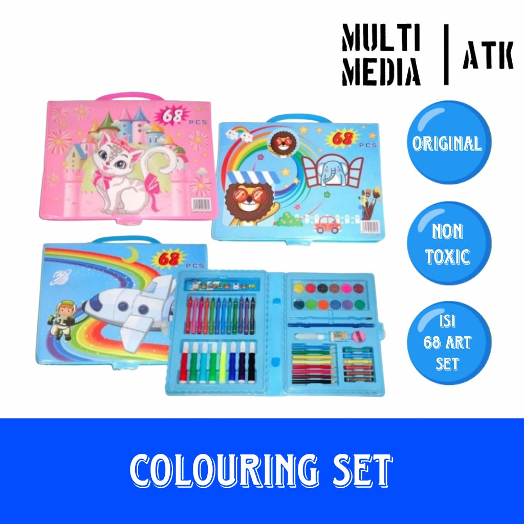 

COLOURING SET ISI 68 CRAYON PENSIL WARNA ART SET / ALAT MENGGAMBAR SET 68 PIECE