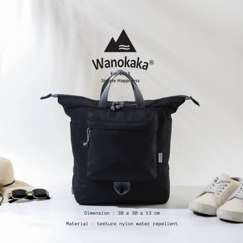 WANOKAKA BACKPACK - NYLON BLACK / TAS RANSEL LAPTOP