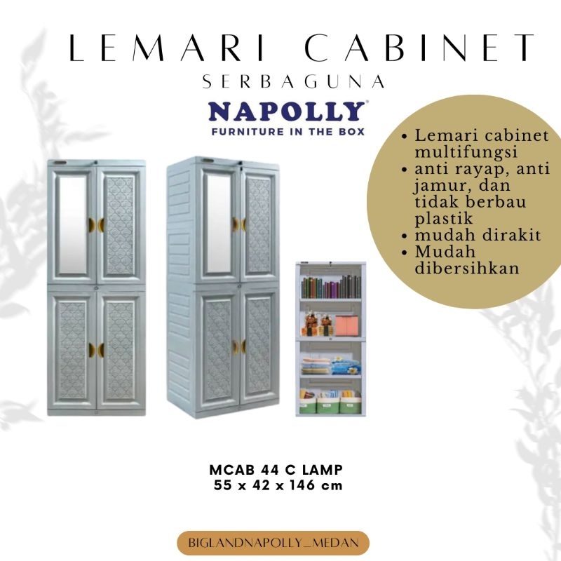 Lemari Pakaian / Lemari Plastik Serbaguna Napolly 2 Pintu