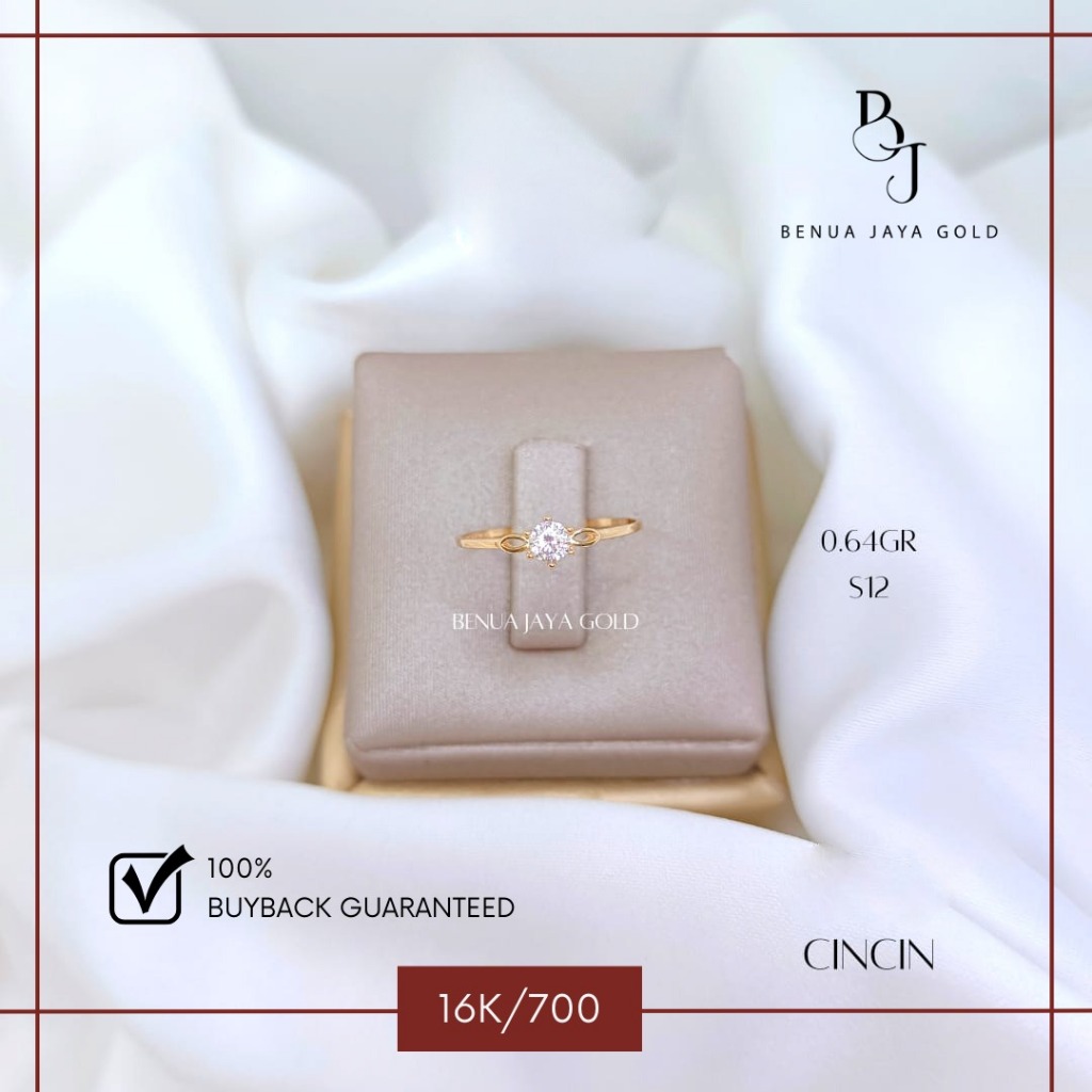 Cincin Solitaire Diamond Look Emas 16K/700